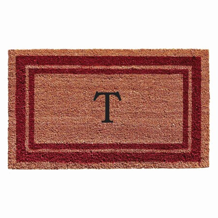 Monogram Door Mat, Natural, Burgundy, 24 in W x 36 in L